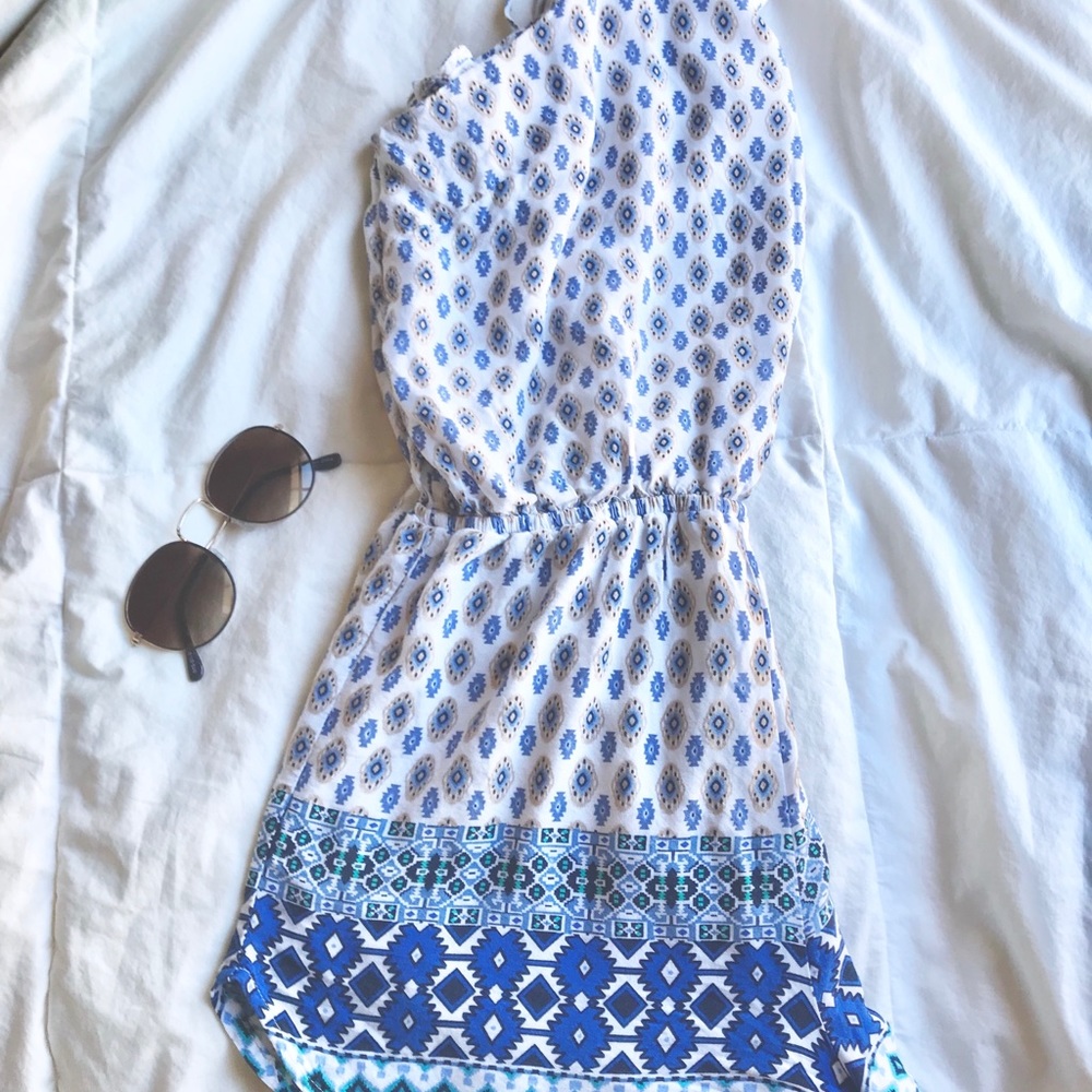 Blue and White Romper